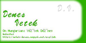 denes vetek business card